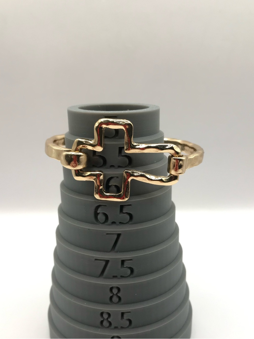 Hammered Textured Gold-Tone Cross Cuff Bracelet - Picture 6 of 7